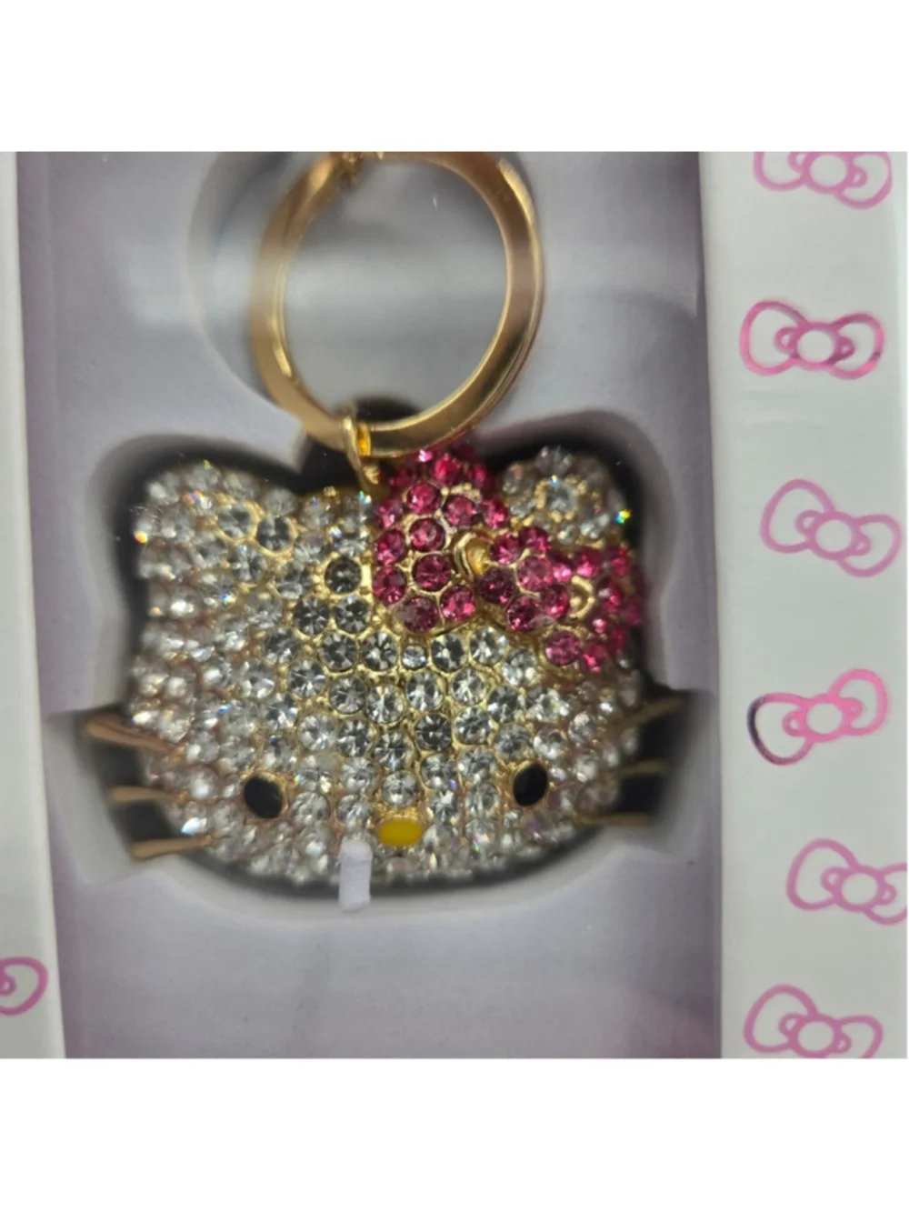 Sanrio Hello Kitty Pave Crystal Face Keychain NEW Bag Charm Rhinestone Cute